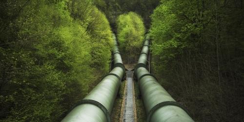 Pressure pipelines at pumped storage power plant in Erzhausen, in Germany. (Photo: Dag Spant)